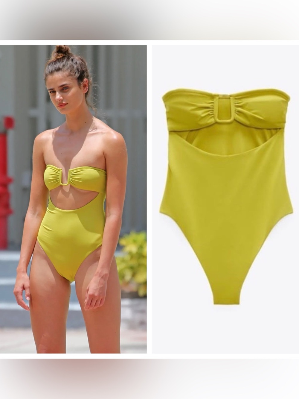 NEW ZARA GREEN CUT OUT HALTER STYLE SWIMSUIT - REF. 0167/012 - MEDIUM